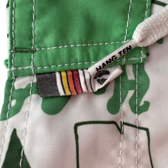 Hang Ten Board Shorts‎ Green White Graffiti Cargo Pocket Lined Sz Med - Picture 6 of 8